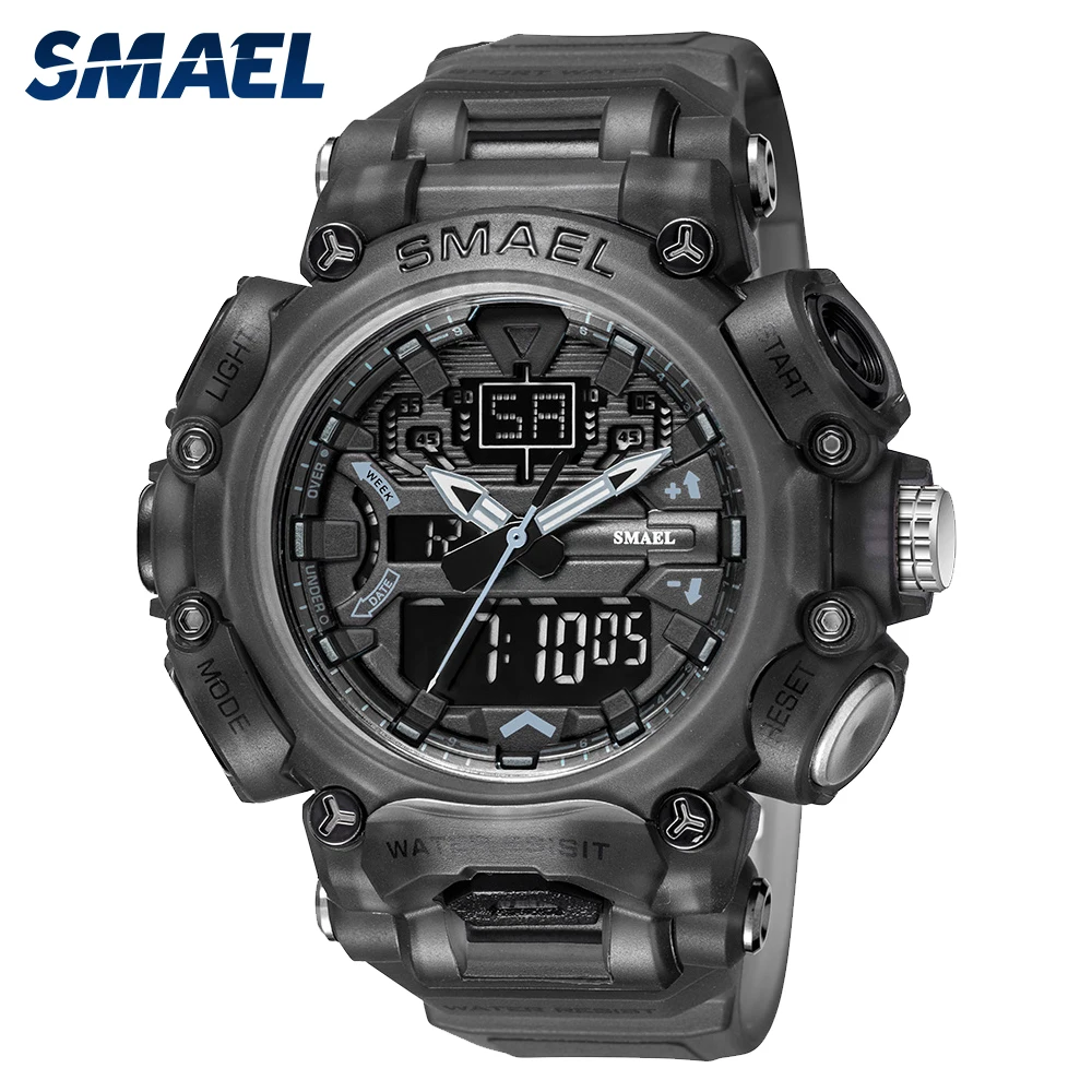 SMAEL MultiFunction Military Watch Men Waterproof Shock Resistant Sport Watch For Man Dual Movement Stopwatch Wristwatches 8053 lokmat 1 14 inch tft ogs touch screensmart watch multifunction sport watch