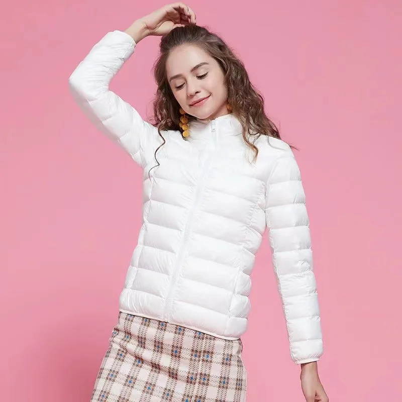 Korean Cheap Duck Down Jacket Female 2022 New Thin Short Ultra Light White Puffer Coat 5XL 6XL 7XL Winter Coats For Women
