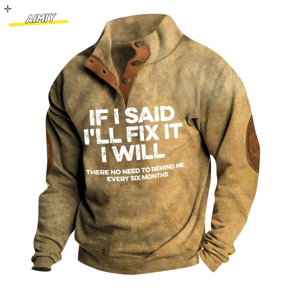 남성용 콘트라스트 패치워크 맨투맨, 캐쥬얼 후드, 루즈 긴팔 스웻셔츠, 스탠드 칼라 상의, 가을 남성 단추, 2024