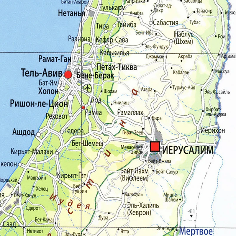 The Israel Map In Russian 100*150cm Wall Art Poster and Prints 2006 Version Non-woven Canvas Painting Office Supplies Home Decor world map poster