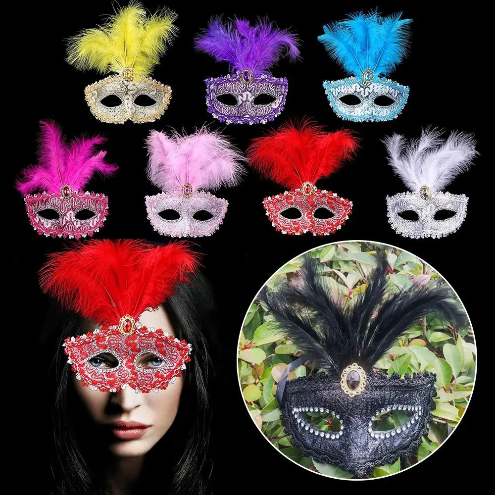 

Sexy Venetian Masks Alluring Feather Lace Party Mask Anime Masquerade Face Women