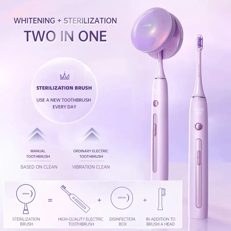 SOOCAS X3 프로 소닉 전동 칫솔, 긴 배터리 수명, UVC 살균 상자, IPX7 방수, 미백 자동 칫솔
