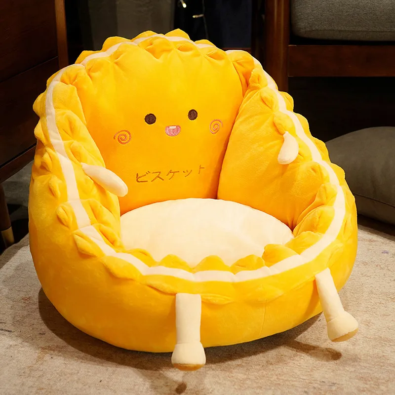 Kawaii Yellow Cookies Soft Cushion Plush Seat Cushion Chair Back Pillow Stuffed Soft Home Decor 3