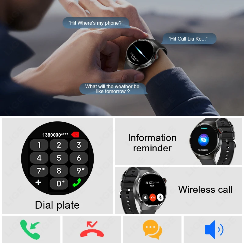LIGE New For Huawei Watch4 PRO Smart Watch Men Watch 4 Pro 1.52" HD Screen Bluetooth Call Heart Rate Waterproof Sport Smartwatch