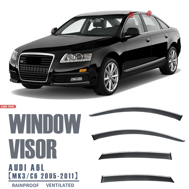 For AUDI A6 SEDAN C6 2005-2012 Window Visor Vent Ventvisor Wind Deflectors Visors Guard Shades Visor Door