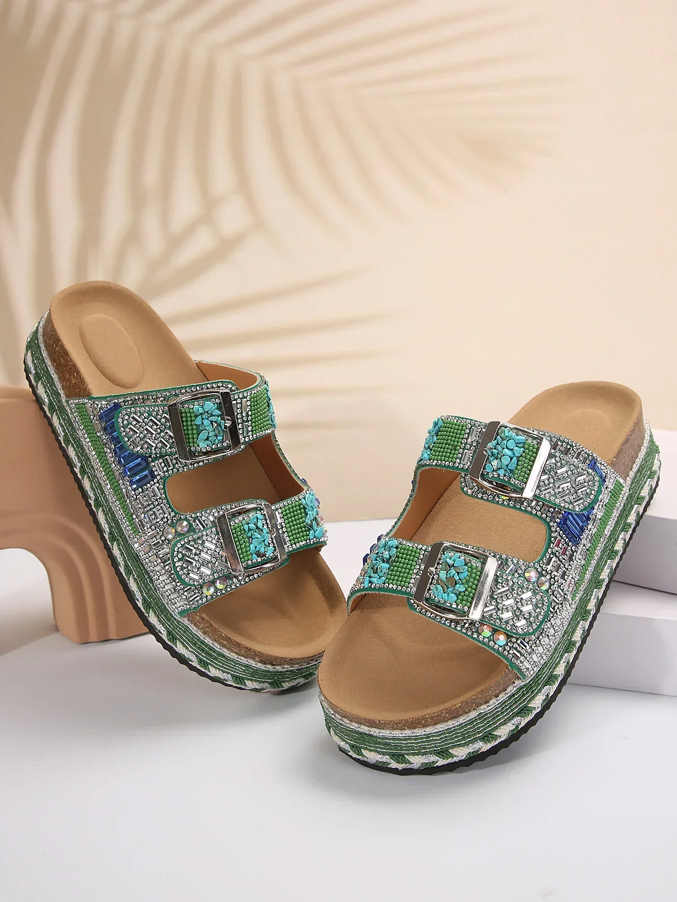 Women Platform Flip Flops Outdoor Beach Slippers Summer Sneakers Sequin Platform Shoes Sandals