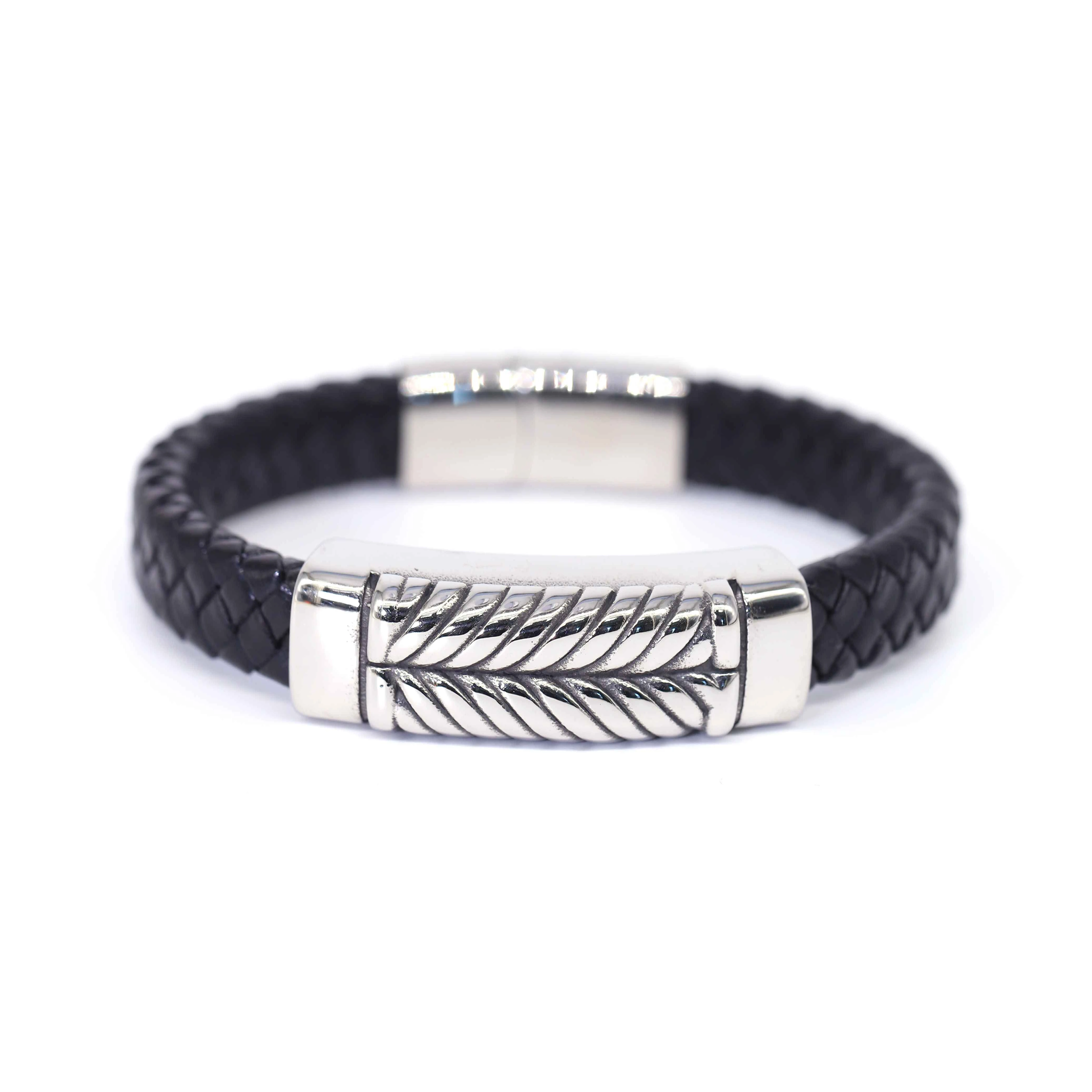 

Fashion Jewelry Bracelets 12mm Braided Hemp Rope Vintage Leather Viking Stainless Steel Bracelet Punk Bracelet Men