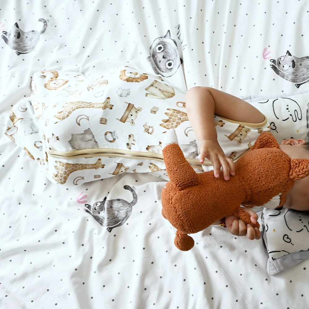 HappyFlute New Cute Print Two-Way Zipper Design Super Soft Bamboo Cotton Fabric Sleeveless Baby Summer Anti-kick Sleeping Bag 6