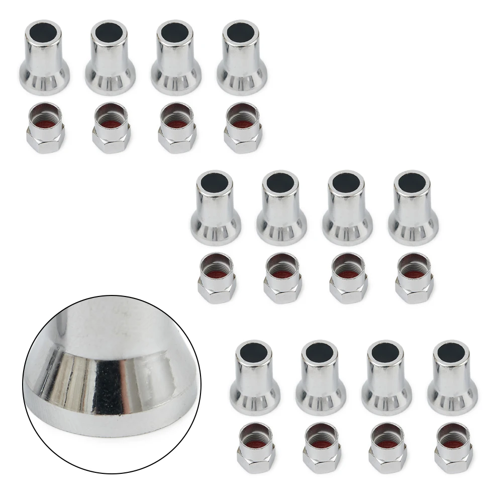 

12pcs TR413 Silver Chrome Car Auto Tire Wheel Valve Hex Cap W/ Stem Sleeve Covers Auto Replacement Accessories