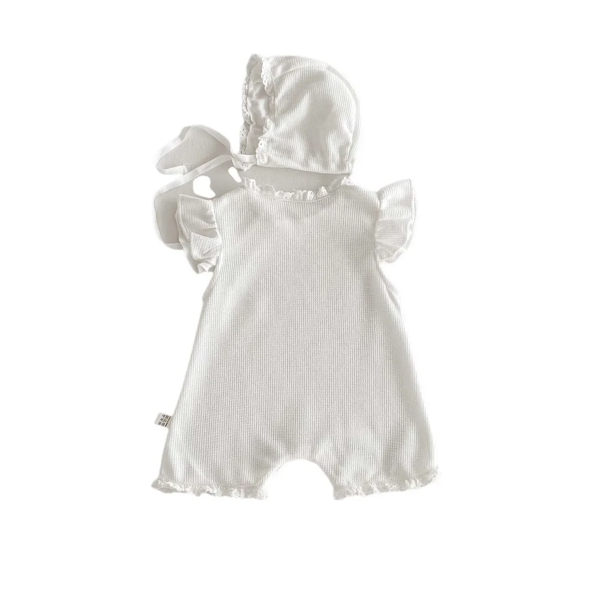 Korean Style Summer Baby Girl Romper Gracie Checkered Flight Sleeve Baby Clothes Newborn Crawling Suit Cotton Onesie