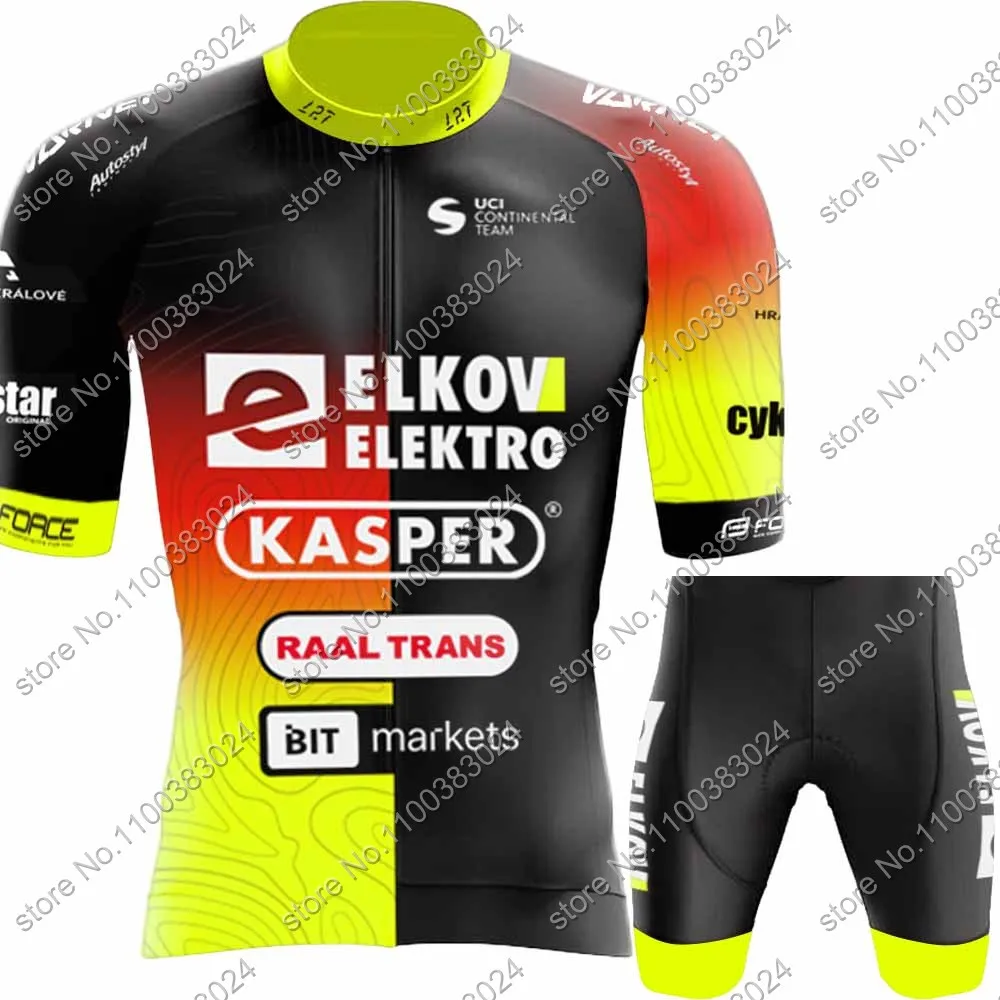 Team Elkov Kasper Cycling Jersey Men Short Sleeve Czech Clothing Road Bike Shirts Suit Bicycle Bib Shorts MTB Ropa Maillot