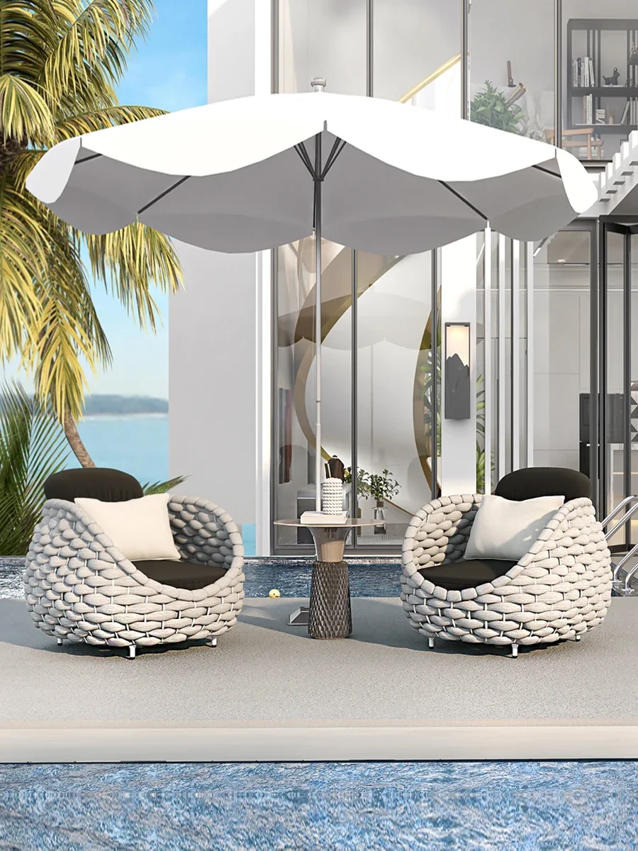 Outdoor sofa courtyard combination villa balcony garden terrace rattan chair outdoor model room sun room rattan furniture
