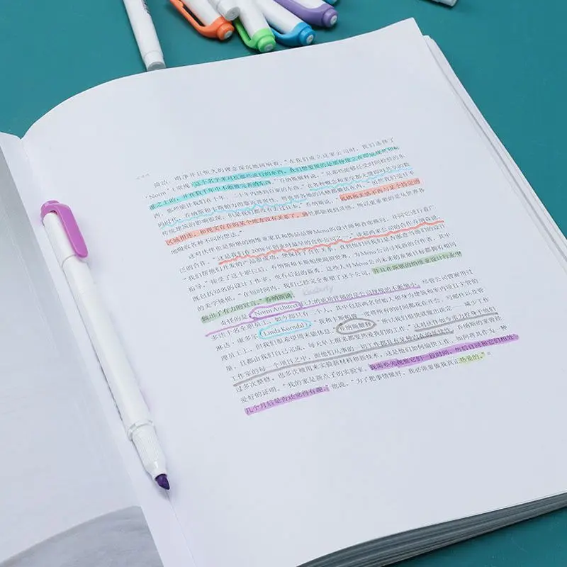 5/10 Colors Double Headed Highlighter Pen Art Markers Kawaii Japanese Soft Color Fluorescent Pens School&Office Stationery
