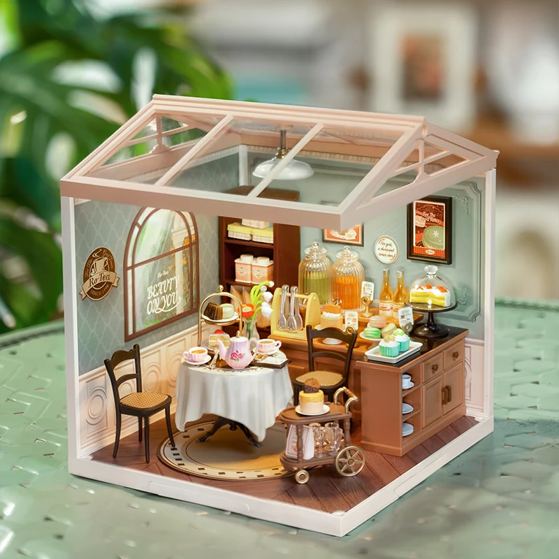 Robotime Rolife Super Creator Series Plastic Dollhouse Building Blocks for Kids Yum Burgers Leisurely Cheers Bar Sweet Sips Tea 4
