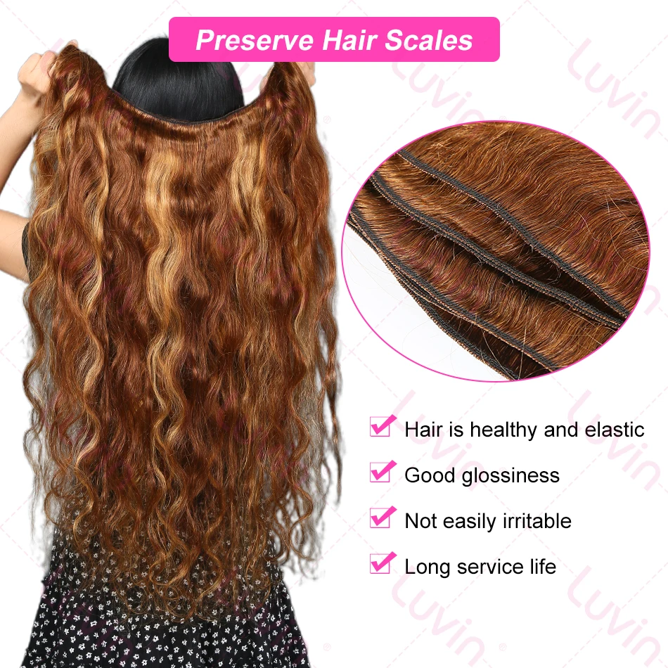 30 32 Inch Body Wave Highlight Raw Human Hair Bundles 4/27 Colored Brazilian Hair Extensions Quick Weaves Tissage