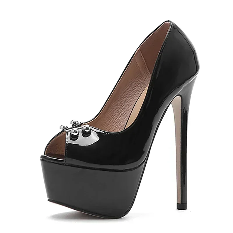 Sexy Patent Leather String Bead Design Peep Toe Women Pumps Stiletto High Heels Elegant Banquet Shoes for Women Tacones De Mujer 6 Sexy Patent Leather String Bead Design Peep Toe Women Pumps Stiletto High Heels Elegant Banquet Shoes for Women Tacones De Mujer - Image 6