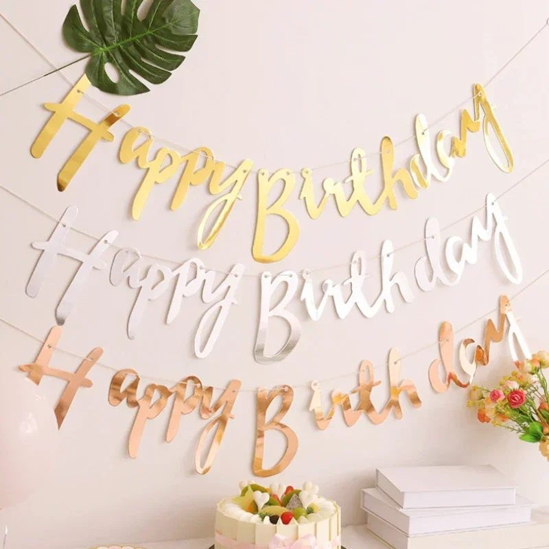 Party Decorations 5m Happy Birthday Banner Bunting Paper Birthday Wedding Party Hanging Garland Home Sign Baby Shower
