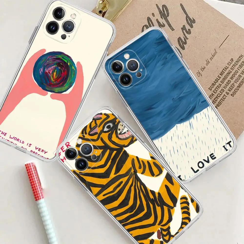 Custodia Per Telefono D-David-S-Shrigley Art Per Iphone 15 14 13 12 Mini 11 Pro Xs Max X Xr Se 6 7 8 Plus Cover Morbida In Silicone
