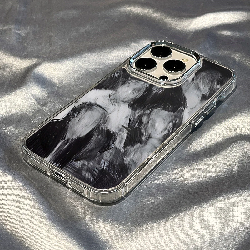 Abstract Human Silver Lens Frame Transparent Phone Case with Transparent Cover