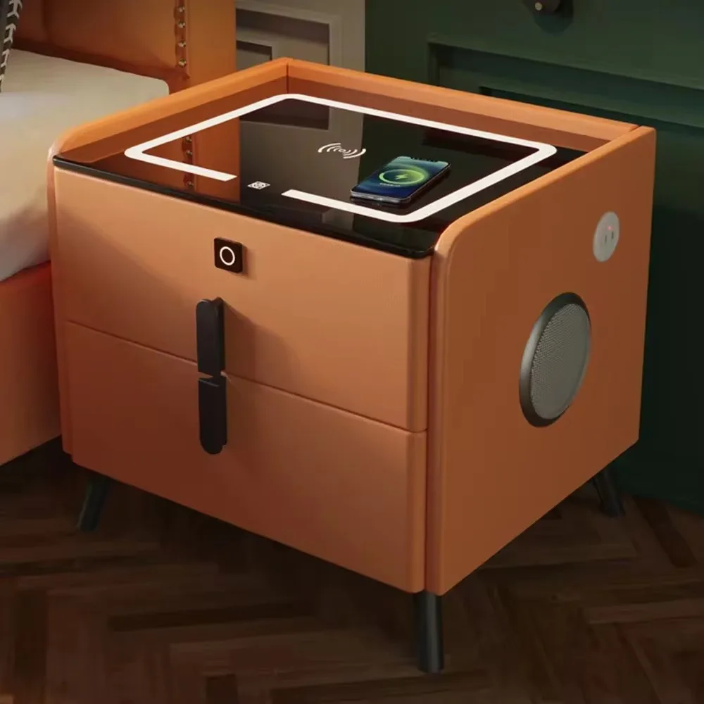 Smart Bedside Table with Wireless USB Charging