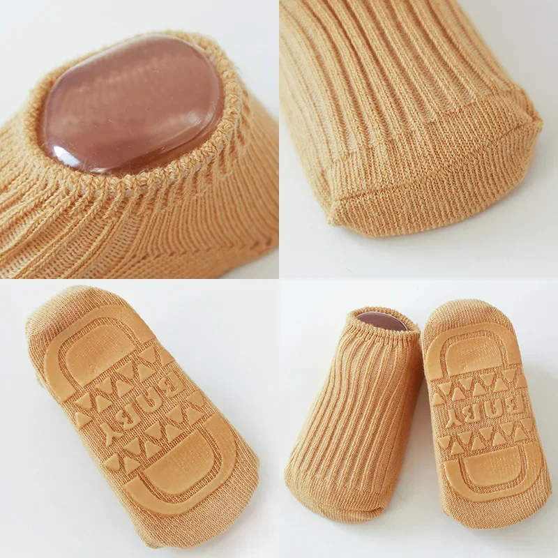 Autumn Baby Short Tube Cotton Socks Kids Stripe Solid White Non-slip Clothing for Children Boys Girls Toddlers Newborn Infant