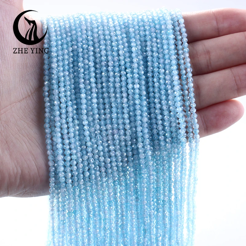 Elegant Matte Sea Blue Zircon Beads