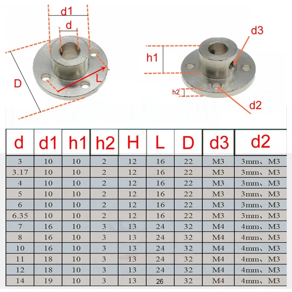 3/3.17/4/5/6/6.35/7/8/10/11/12/14mm Rigid Flange Coupling Motor Guide Shaft Coupler Motor Support Connector 1PC rigid flange coupling shaft coupler shaft connector rigid shaft coupler