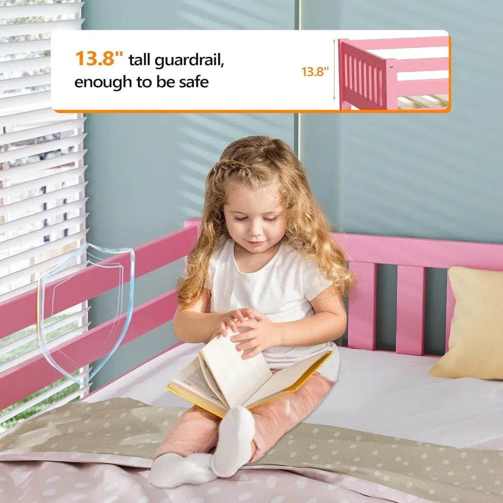 Bed Twin Size with Stairs, Wooden Toddler Loft Bed for Kids, Junior，Young Teens，Pine Wood Twin Bed Frame, Space-Saving Design 4
