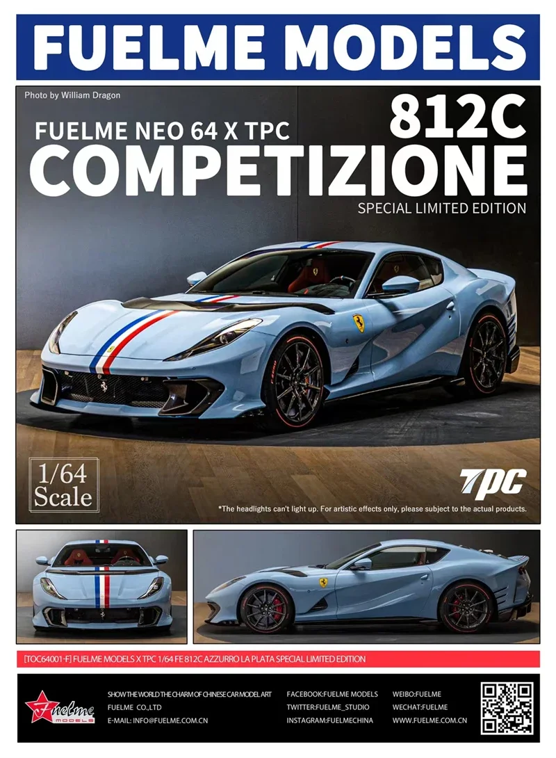 

PreSale FuelMe x TPC 1:64 812C Competizione Baby Blue limited499 Die-Cast Car Model Collection Miniature