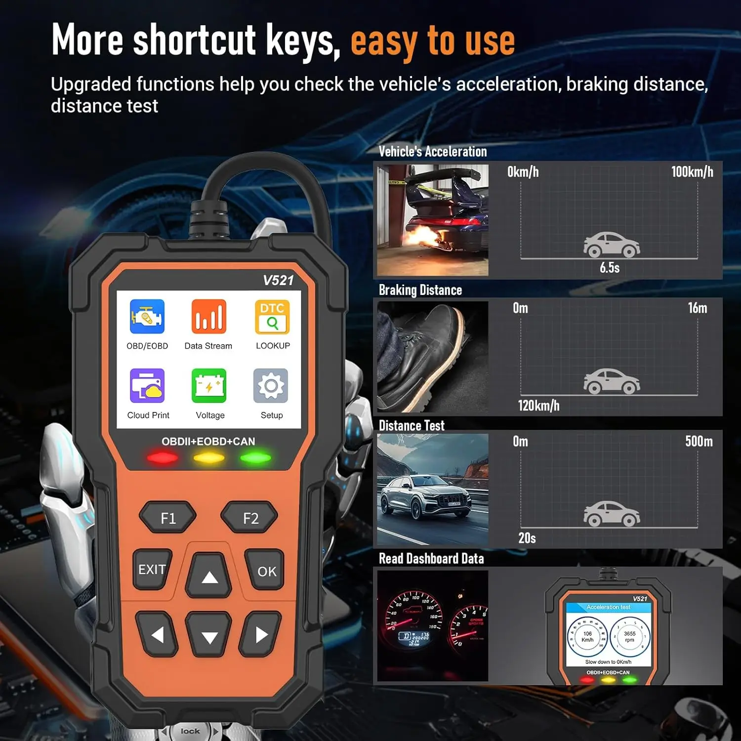 V521 Professional  Automotive Scanner Diagnostic Tool Engine Fault Code Reader OBD2/EOBD Fault Diagnosis Tool Check Engine Light 4
