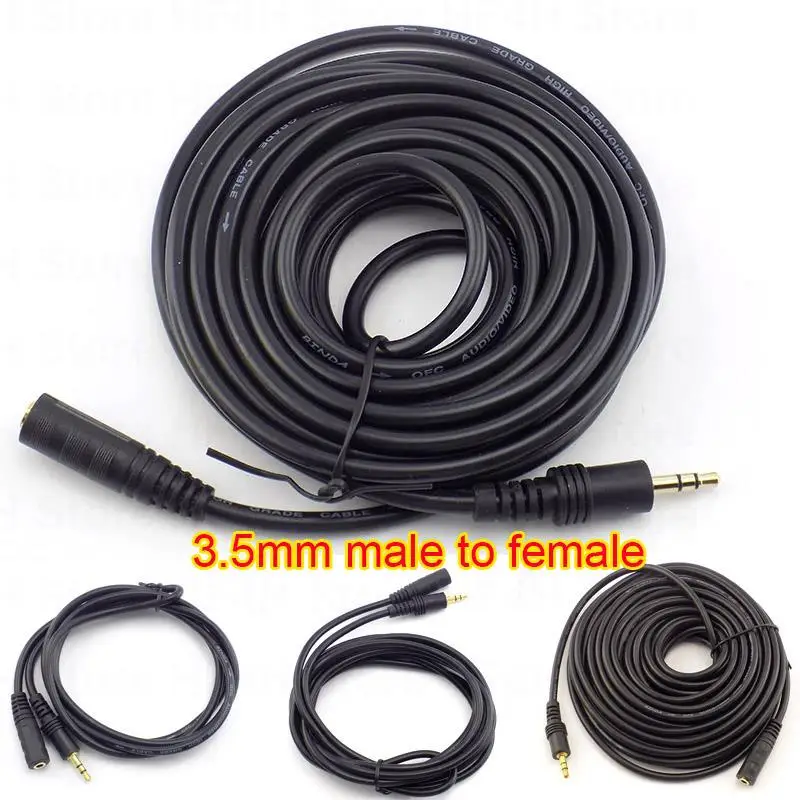 Cavo Prolunga Audio Stereo 3.5 Mm RCA Maschio A Maschio/Femmina – 1.5/3/5 Metri