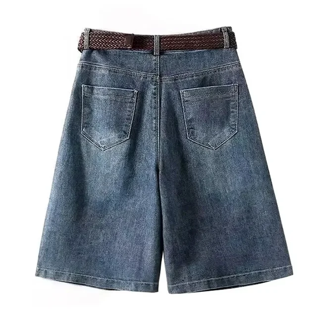 Capris Jeans Loose Women's Shorts Baggy Summer Clothes Korean Dongdaemun 2025 Woman Clothing Blue Big Size Hanbok Pants Short 3