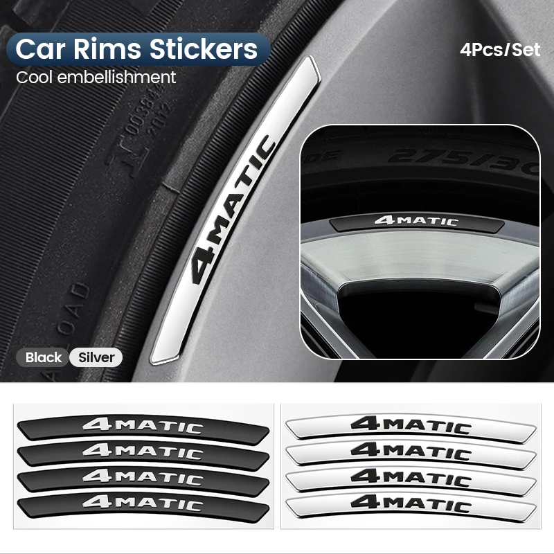 4Pcs Cerchi In Alluminio Per Auto Da Corsa Adesivi Distintivi Decorazione Automatica Per Mercedes Benz 4Matic W204 W213 W211 Smart 451 Ecc
