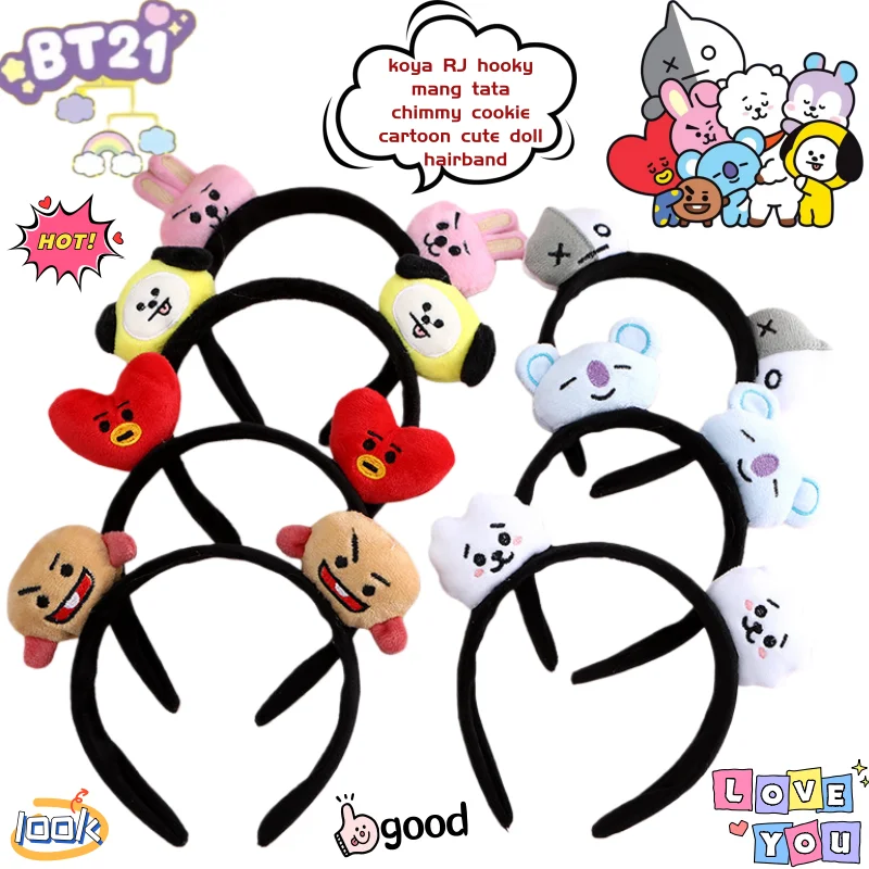 BT21 Koya RJ Shooky Man Tata Chimmy Cooky Kreatives Cartoon-Stirnband, Niedliche Puppe, Sekundäre Animations-Peripherie-Dekoration