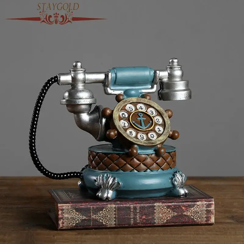 Shabby Chic Vintage Book Phone Piggy Bank Home Decor Ornaments Retro Furniture Figurines Phone Miniatures Home Decoration Crafts artificial telephone ornament