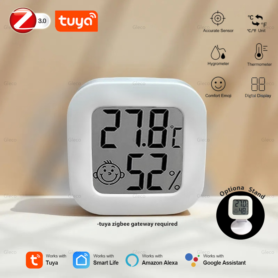 Tuya Zigbee Temperature Humidity Sensor With LCD Screen Smart Home Thermometer Hygrometer Support Alexa Google Home Smart Life