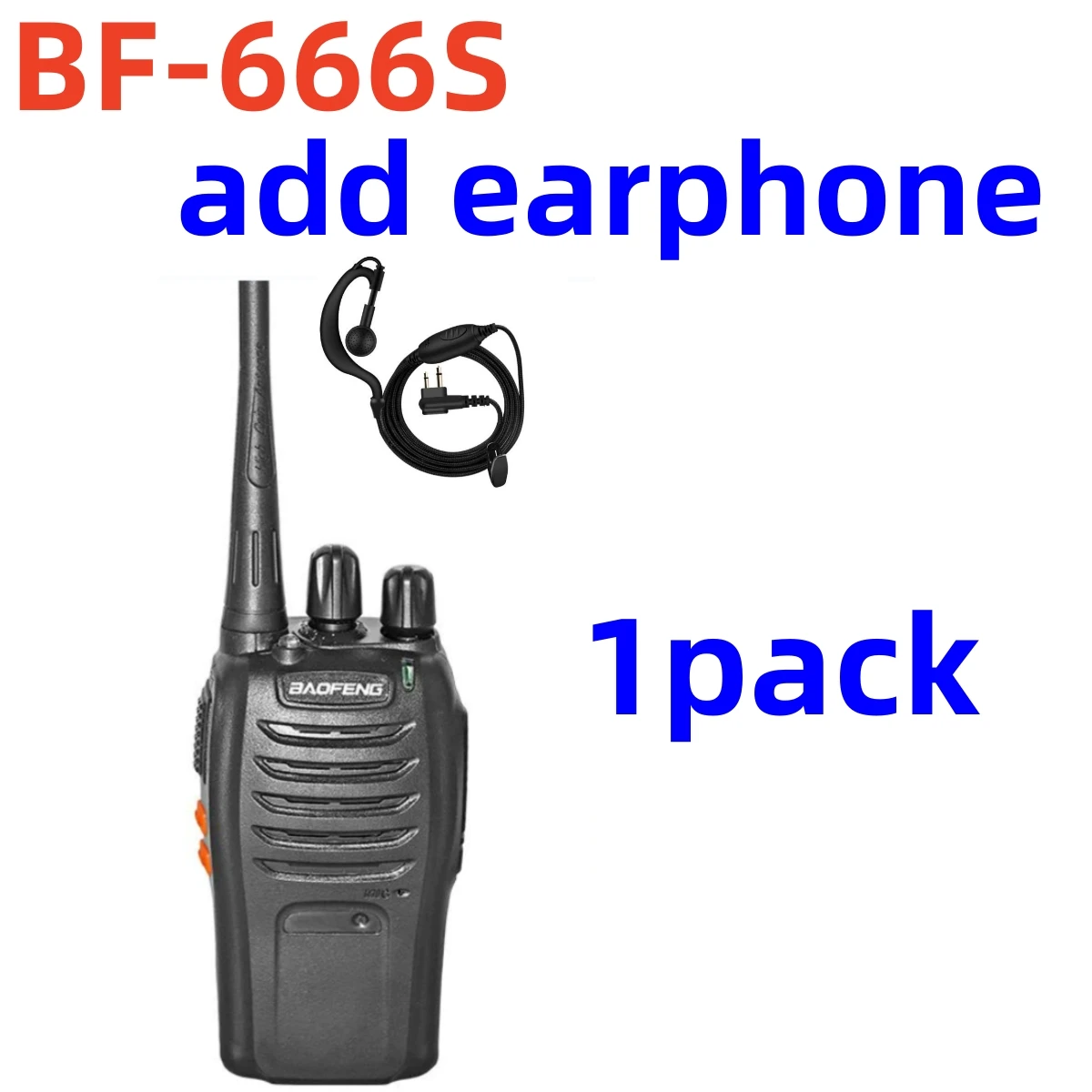 

1PACK baofeng BF-666S Walkie Talkie Portable Radio with earpiece 5W 16CH UHF 400-470MHz Comunicador Transmitter Transceiver