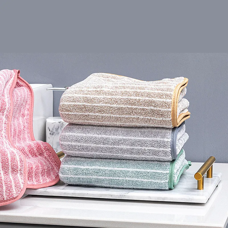 1Pc 34x75cm Coral Velvet Striped Thickened Soft Absorbent Home Bathroom Adult Hand Towel 4