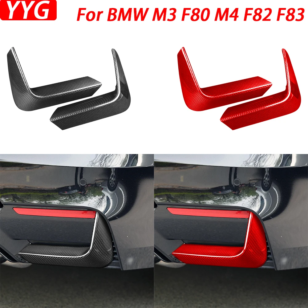 

For BMW M3 F80 M4 F82 F83 2014-2020 Real Dry Carbon Fiber Rear Bumper Side Spoiler Panel Trim Cover Car Modification Accessories