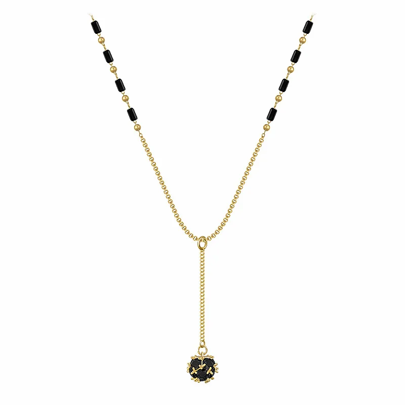 Mysterious Sexy Black Crystal Zircon Ball Pendant Necklace Party Luxury Necklace - Image 6