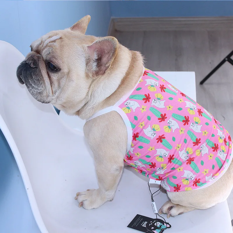 

French Bulldog Clothing Summer Pug Dog Clothes Cute Cartoon Pet Vest Skirt Schnauzer Poodle Bichon Dog Costume Apparel Dropship