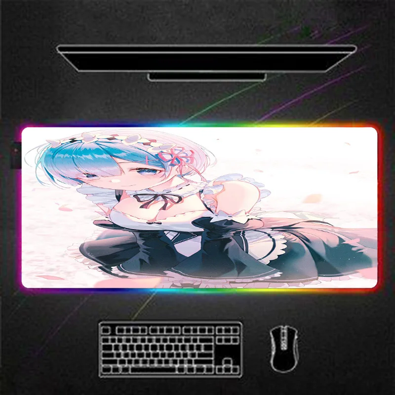 

Rem Ram Re:Zero RGB Gaming Mouse Pads Premium-Textured Waterproof and Stitched Edges Mousepad for Computer Laptop