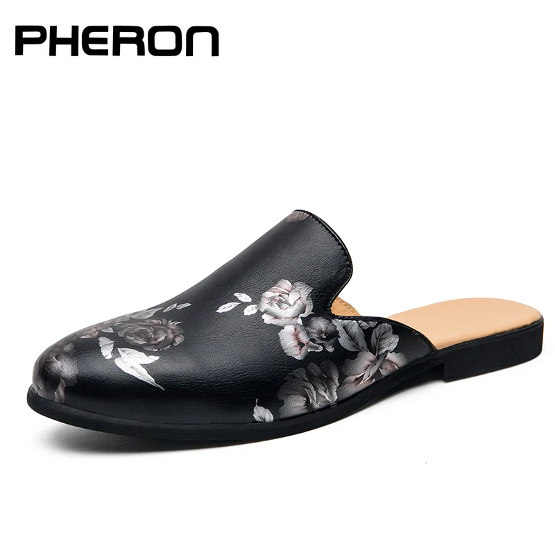 Mules Half Shoes For Men Leather Shoes Men Black Luxury Shoes Men