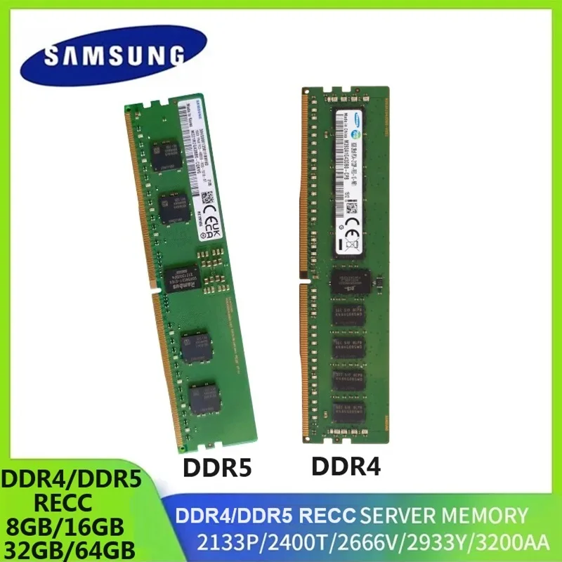 

Samsung 64GB DDR5 Server Memory 4800MHz PC5-38400 ECC RDIMM 1.1V Registered DIMM 288-Pin Server RAM DDR4 RECC 8GB 16GB 32GB 64GB