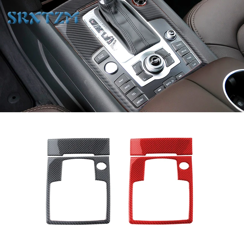 

Carbon Fiber Car Interior Gear Head Shift Knob Panel Cover Trim Sticker For Audi Q7 2008-2015 LHD