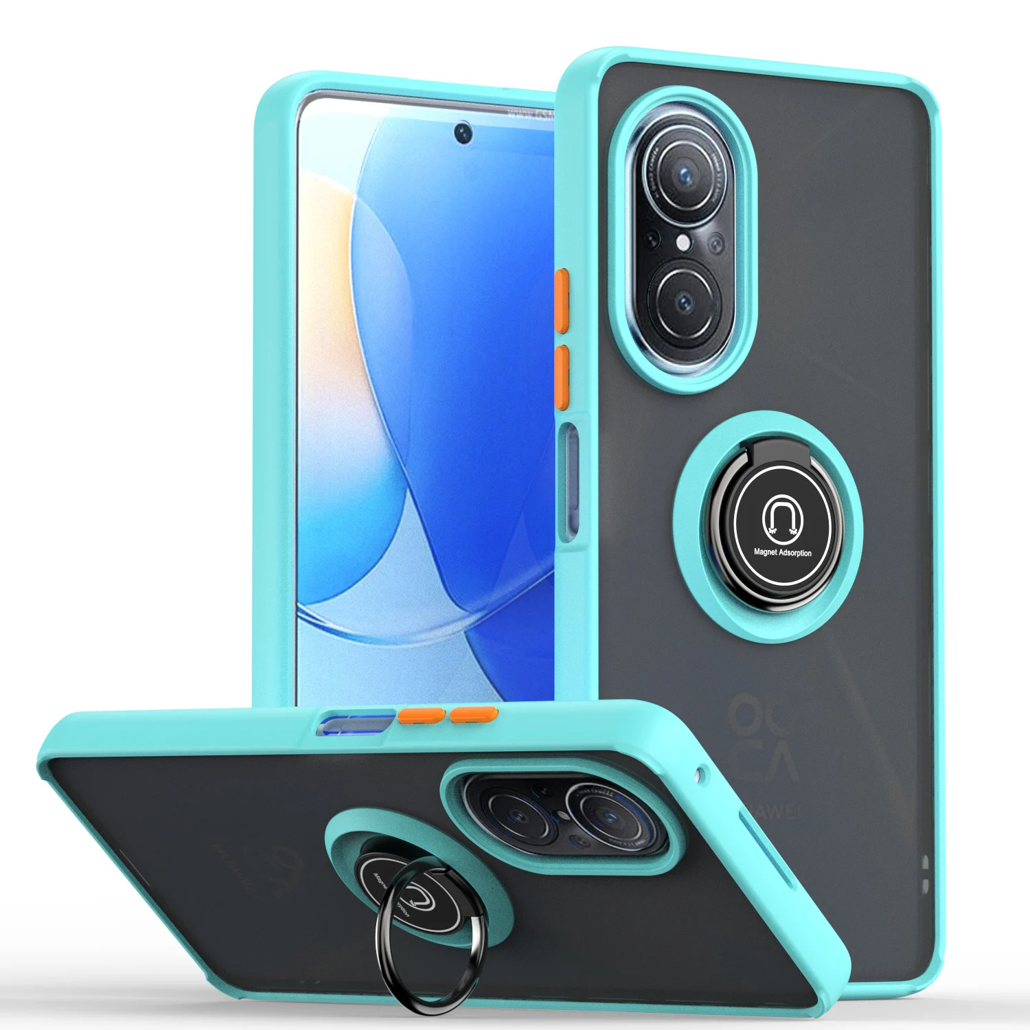 Magnetic Ring Shockproof Armor Matte Case with Holder Stand