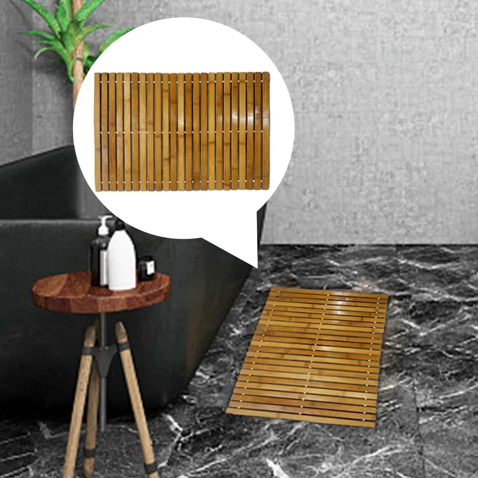 Bamboo Wood Bath Mat Waterproof Floor Mat Bathmats For Bathroom Toilet ...