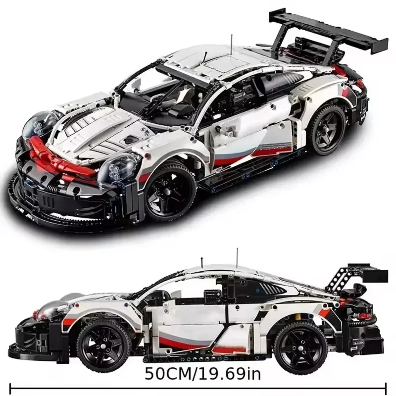 Compatible 911RSR Technical 1:8 Building Blocks RC with Lights Racing Car 1580+PCS