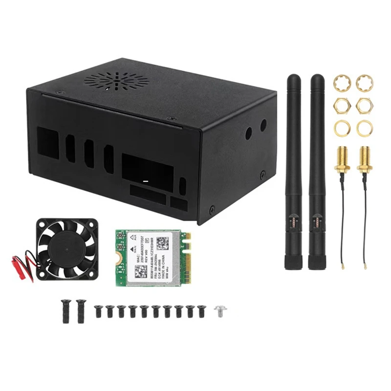 

Для Orange Pi 5 Plus, металлическая фотография с охлаждающим вентилятором, двухдиапазонный модуль Wifi 6 BT 5,2, беспроводная карта, антенна, простой в использовании радиатор