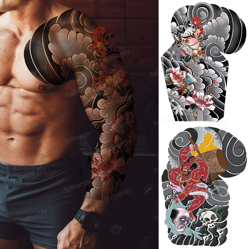 CARGEN Temporäre Tattoos Für Den Ganzen Arm – Realistische Gesichtszüge, Wasserfest, Hält 3–7 Tage, 15,5x46 Cm